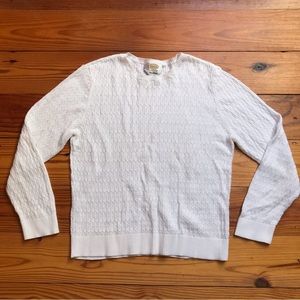 Talbots Pima Cotton White Cable Knit Sweater, EUC, L